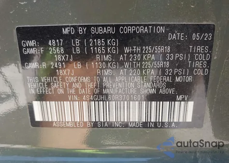 2024 Subaru Crosstrek Limited из США, поврежденный, VIN 4S4GUHL60R3701601